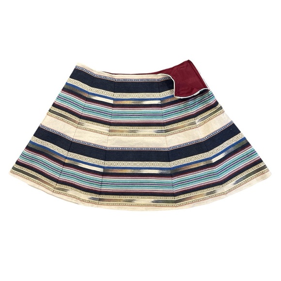 Anthropologie+Chloe Oliver Hayley Skater Skirt Sz 12 Striped Serape Thick Weave - Picture 3 of 6